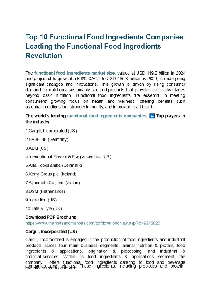 PPT Top 10 Functional Food Ingredients Companies Leading the