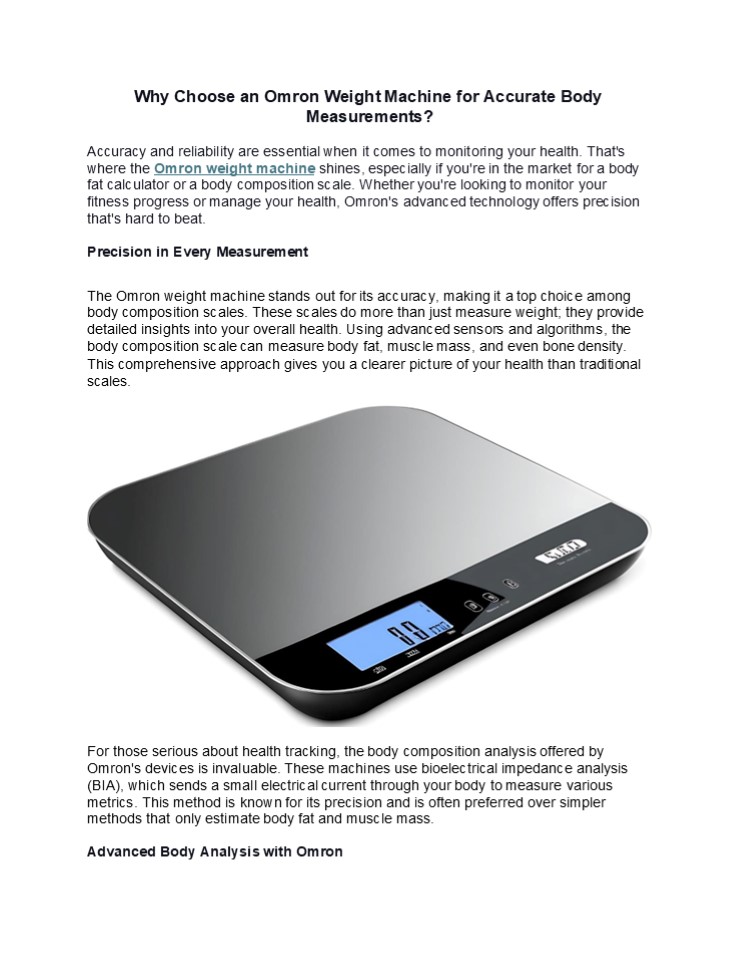 Why Choose an Omron Weight Machine for Accurate Body Measurements