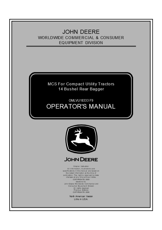 PPT John Deere 14 Bushel Rear Bagger MCS For Compact Utility Tractors