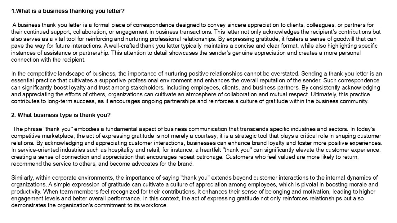 Strengthening Relationships Through Effective Thank You Letters in Business