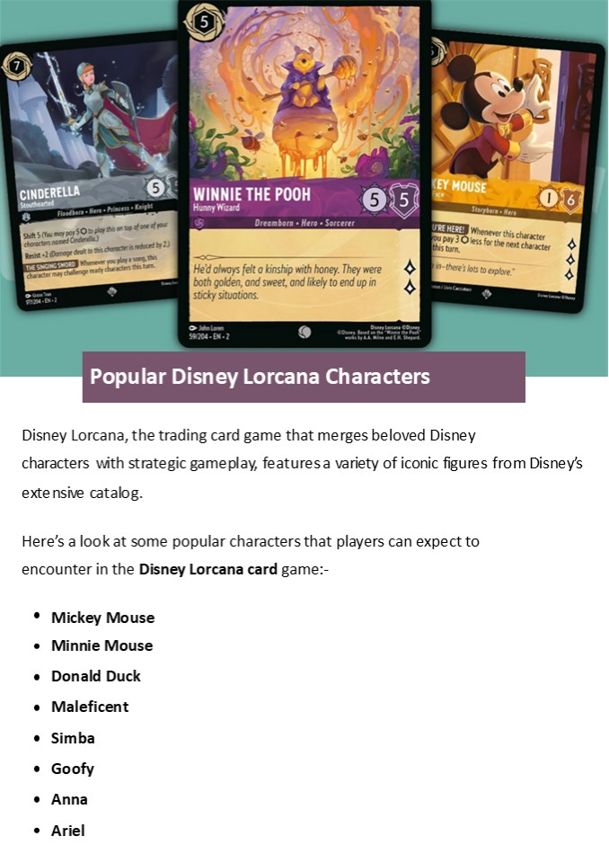 Popular Disney Lorcana Characters