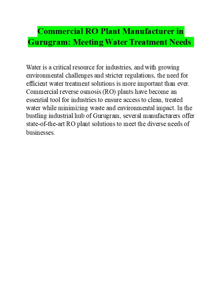 Commercial RO plant Manufacturer in Gurugram (1)