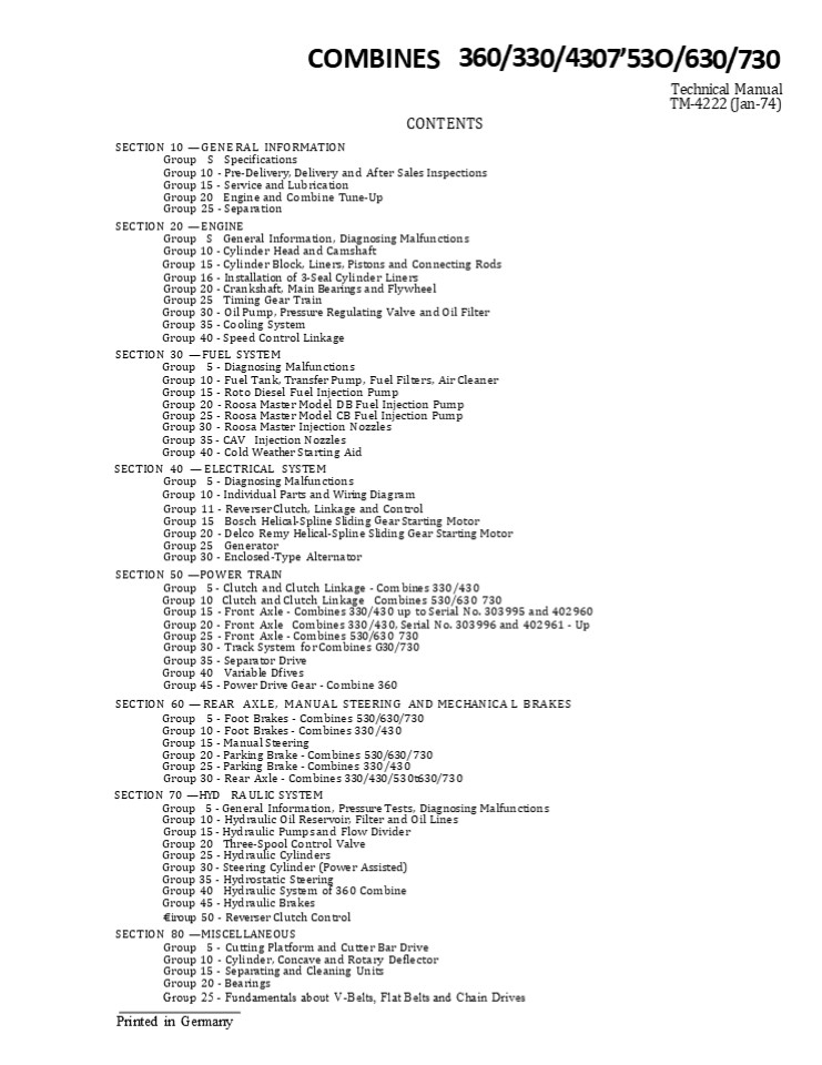 John Deere 430 Combines Service Repair Manual Instant Download (tm4222)