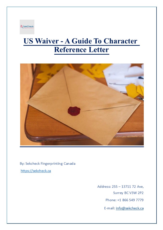 US Waiver - A Guide To Character Reference Letter