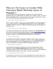 What Are The Factors to Consider While Choosing a Digital Marketing Agency in Singapore?