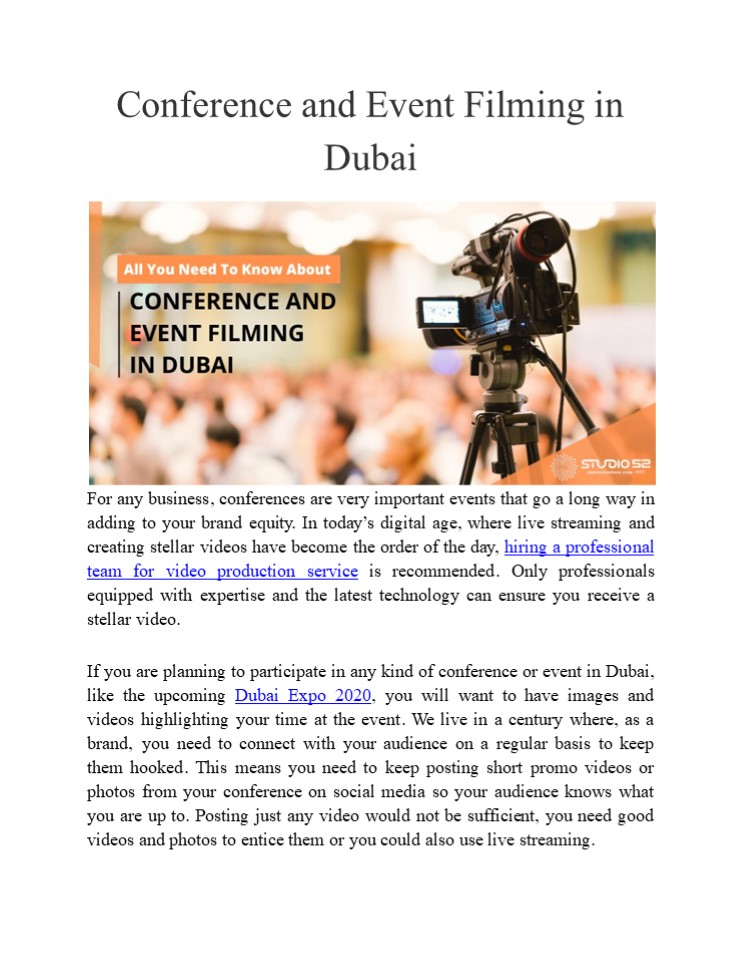 Conference and Event Filming in Dubai