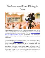 Conference and Event Filming in Dubai