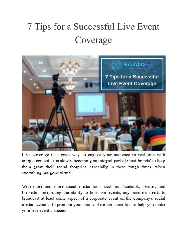 7 Tips for a Successful Live Event Coverage