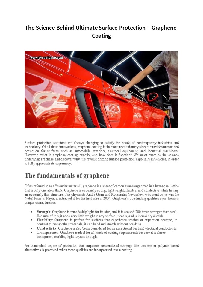 The Science Behind Ultimate Surface Protection – Graphene Coating