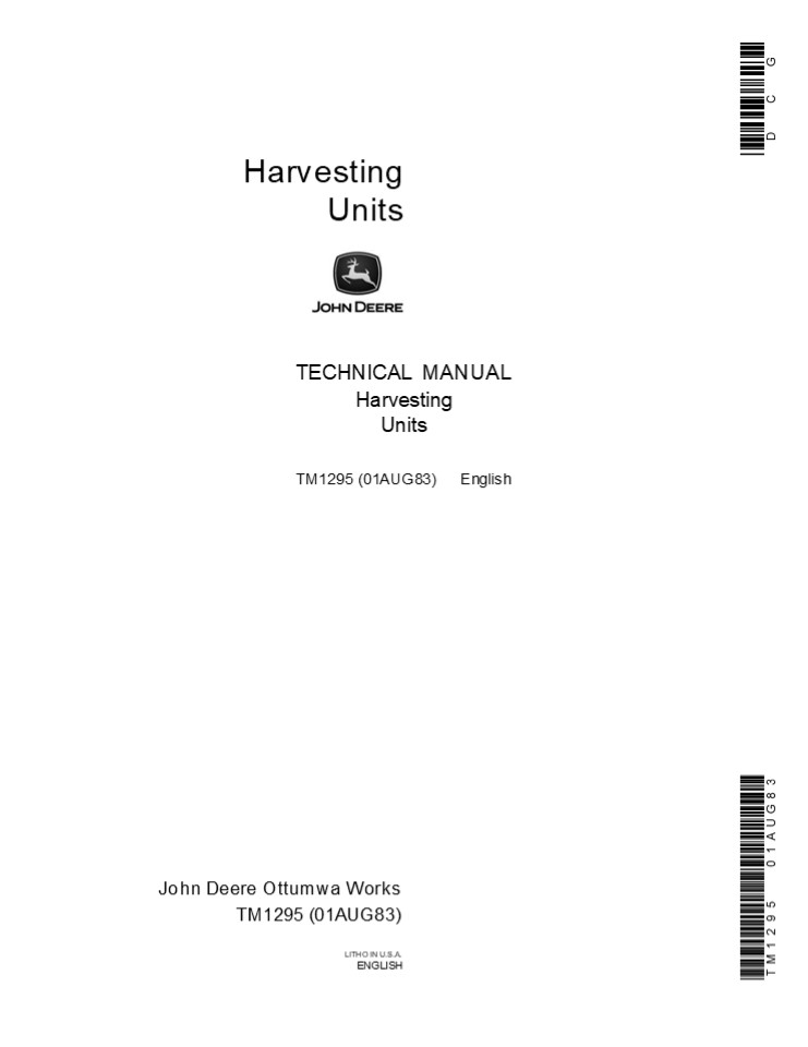 John Deere Harvesting Units Service Repair Manual Instant Download