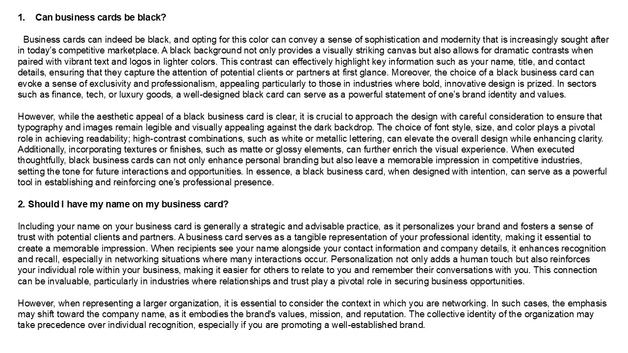 The Importance of Business Cards in Networking: Making Lasting Connections