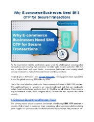 Why E-commerce Businesses Need SMS OTP for Secure Transactions