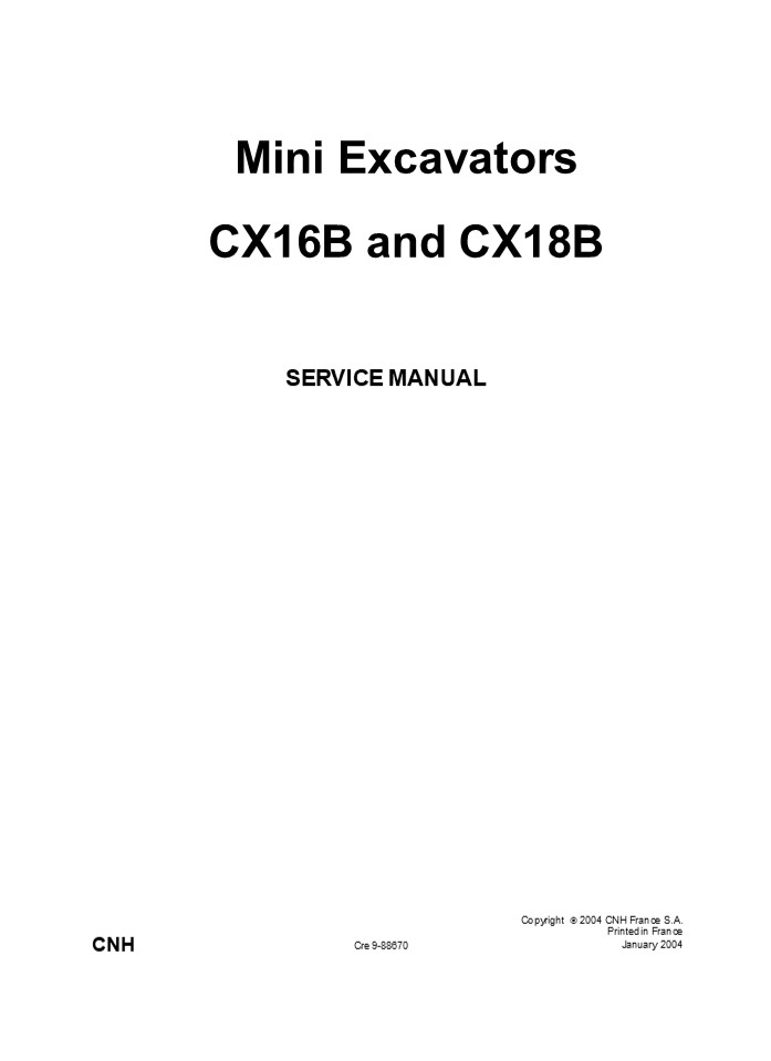 CASE CX18B Mini Excavator Service Repair Manual Instant Download (1)