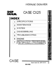 CASE CX25 Hydraulic Excavator Service Repair Manual Instant Download