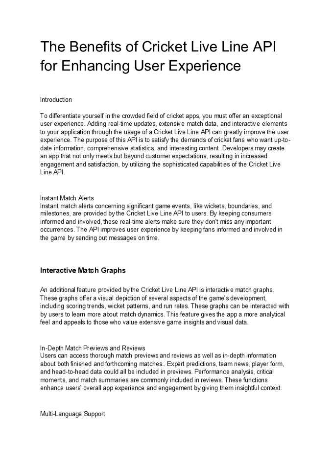 The Benefits of Cricket Live Line API for Enhancing User Experience