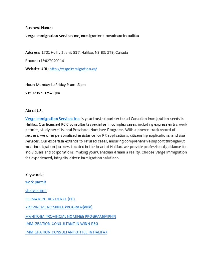 Verge Immigration Services Inc, Immigration Consultant in Halifax