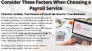 Consider These Factors When Choosing a Payroll Service
