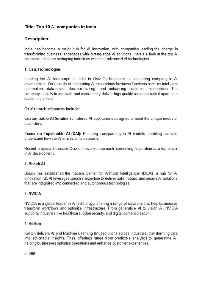 Top AI Companies in India