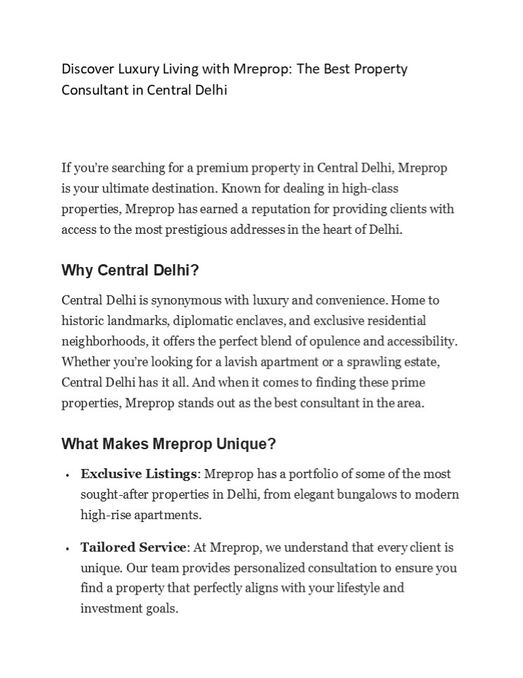 The Best Property Consultant in Central Delhi