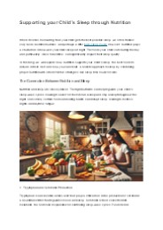 Supporting your Child's Sleep through Nutrition