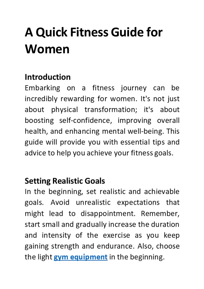 A Quick Fitness Guide for Women