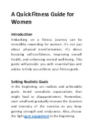 A Quick Fitness Guide for Women