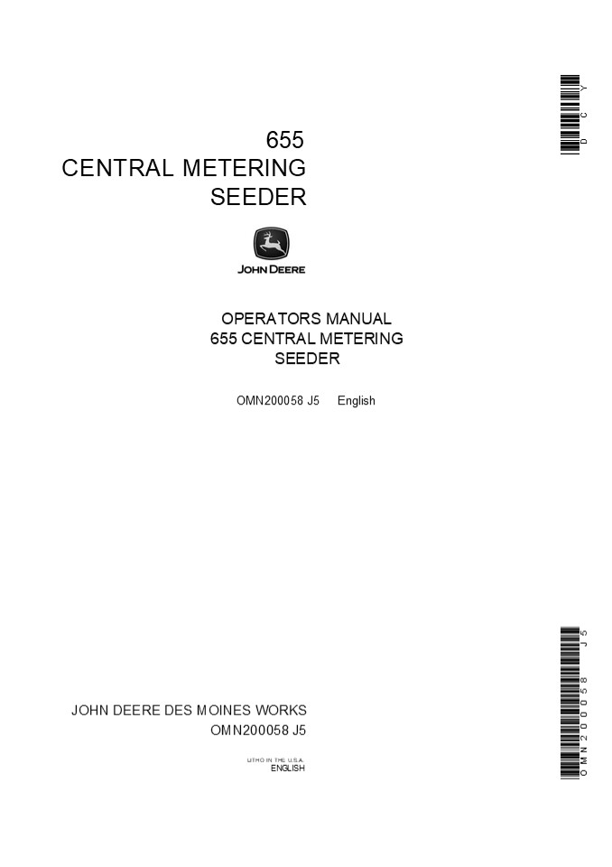 PPT John Deere 655 Central Metering Seeder Operator’s Manual Instant Download (Publication No