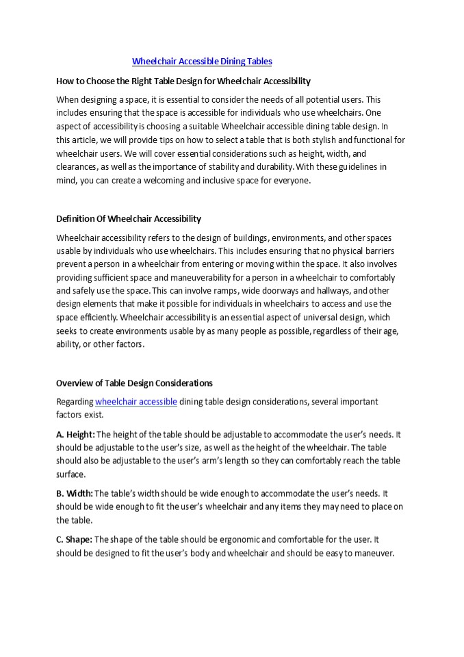 Freedom to Dine: Inclusion Table Leads the Way in Wheelchair Accessibility 