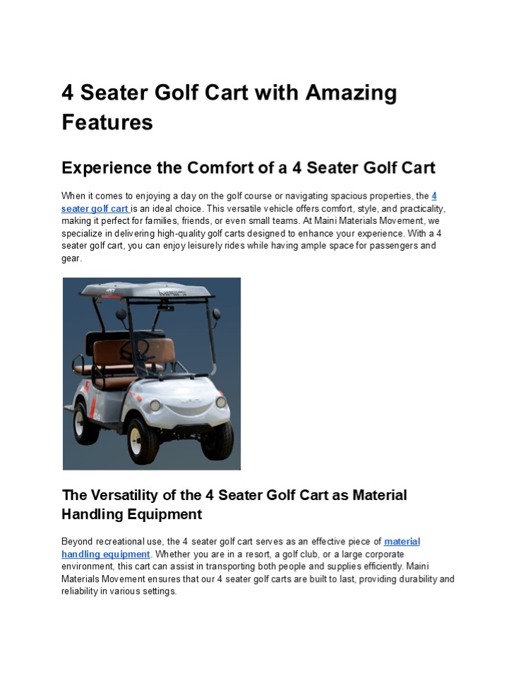 4 Seater Golf Cart with Amazing Features