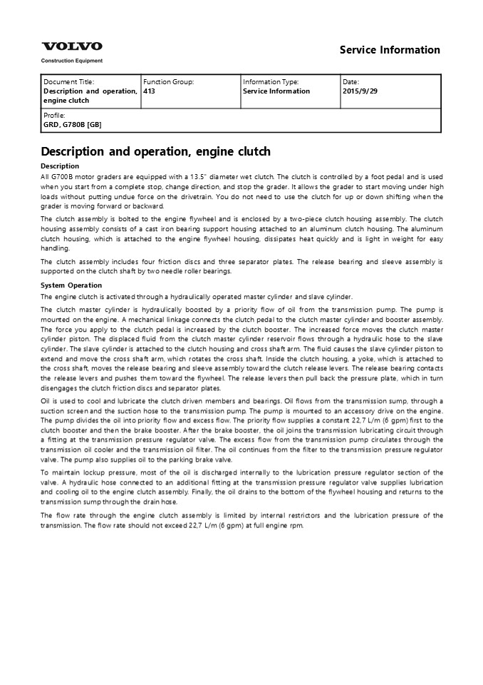 VOLVO G780B MOTOR GRADER Service Repair Manual Instant Download