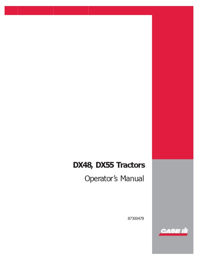 Case IH DX48 DX55 Tractors Operator’s Manual Instant Download ...