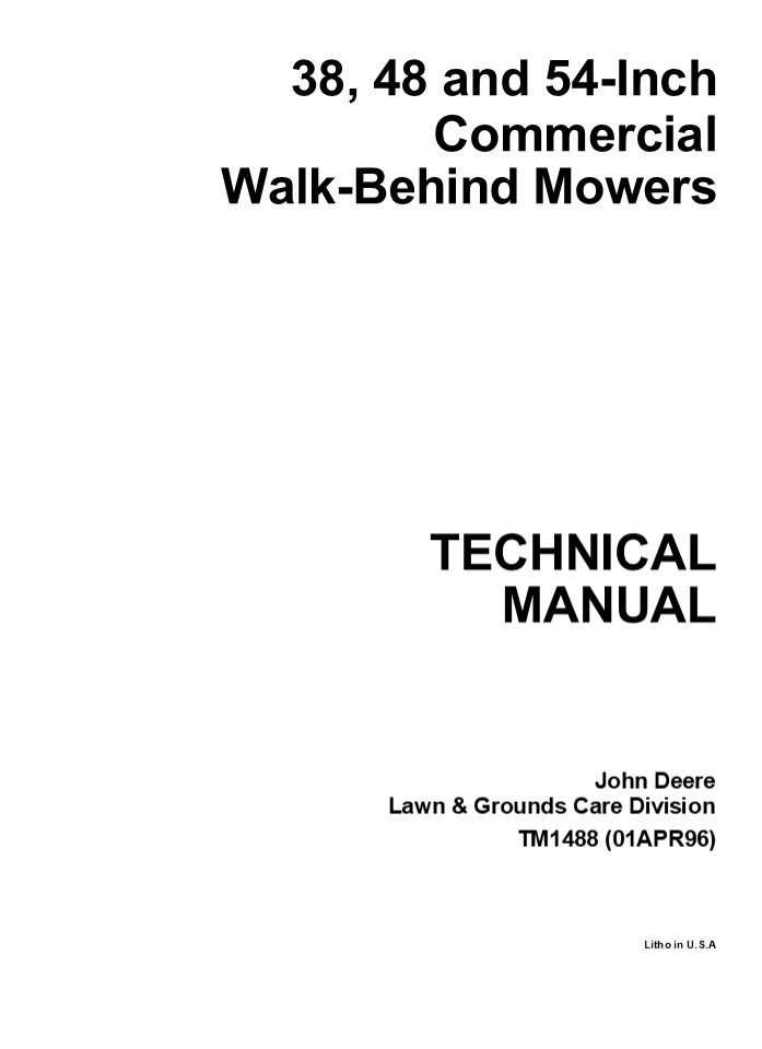 John Deere 48 Inch Commercial Walk-Behind Mower Service Repair Manual Instant Download
