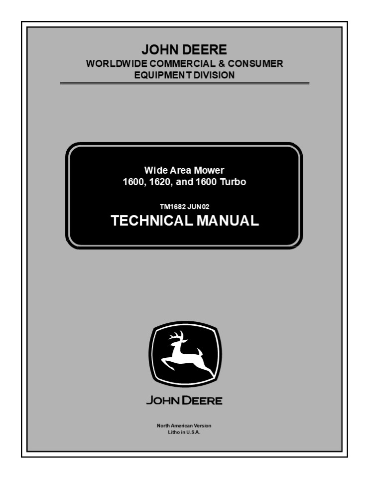 John Deere 1600 Mower Service Repair Manual Instant Download (TM1682)