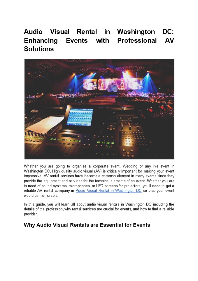 Audio Visual Rental in Washington DC