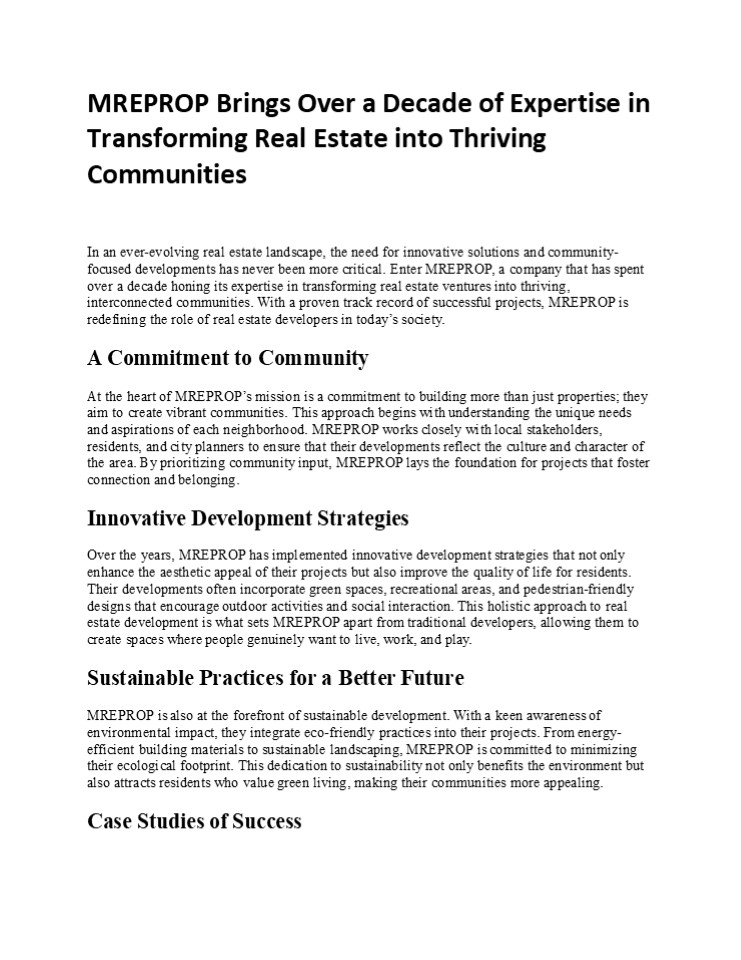 Transforming Real Estate into Thriving Communities