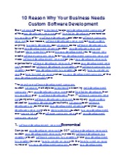 10 Reason Why Your Business Needs Custom Software Development