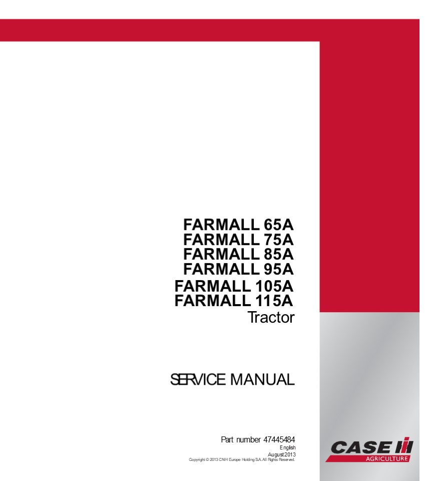 CAE IH FARMALL 105A Tractor Service Repair Manual Instant Download