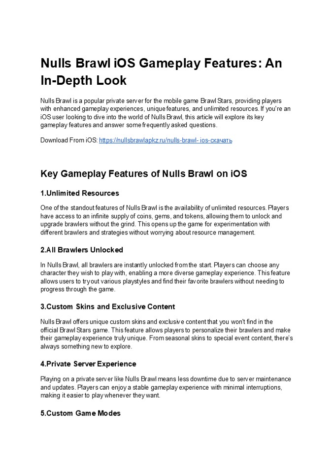 Nulls Brawl iOS Gameplay Features: An In-Depth Look