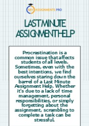 Last Minute Assignment Help | Myassignmentpro