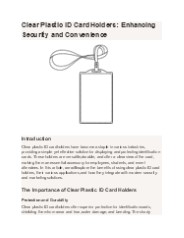 Clear Plastic ID Card Holders: Enhancing Security and Convenience