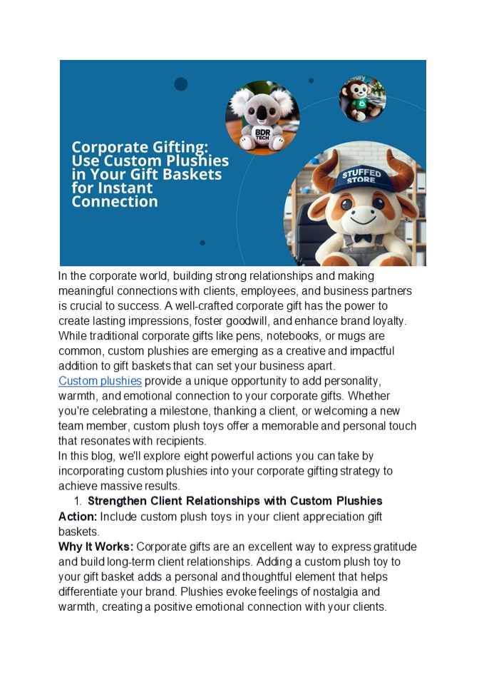 PPT Corporate Gifting Use Custom Plushies in Your Gift Baskets For