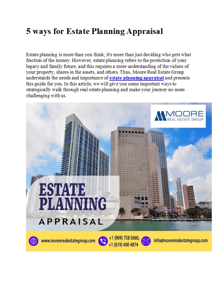 5 ways for Estate Planning Appraisal