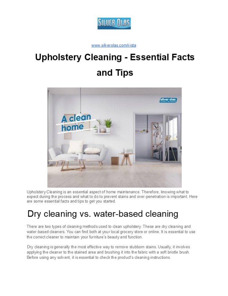 Upholstery Cleaning - Essential Facts and Tips