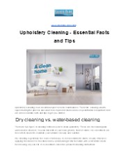 Upholstery Cleaning - Essential Facts and Tips