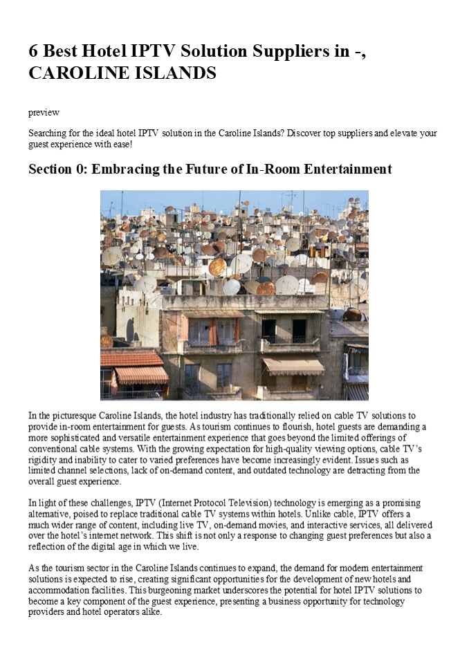 6 Best Hotel IPTV Solution Suppliers in -, CAROLINE ISLANDS