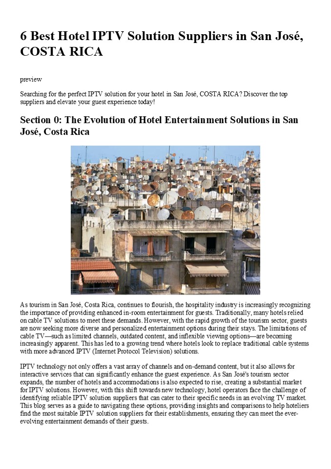 6 Best Hotel IPTV Solution Suppliers in San José, COSTA RICA