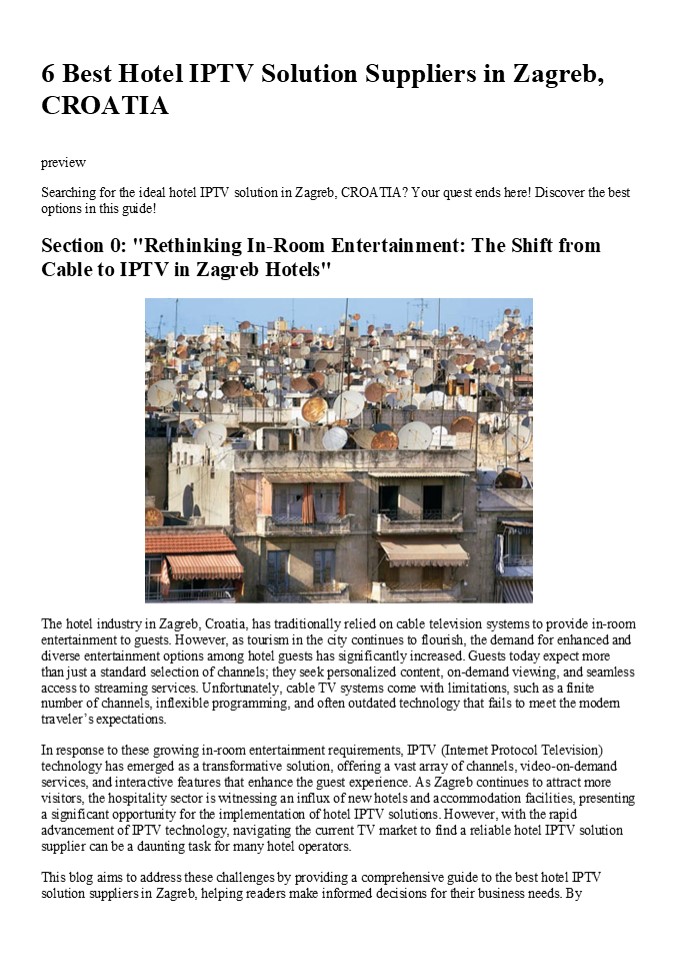 6 Best Hotel IPTV Solution Suppliers in Zagreb, CROATIA