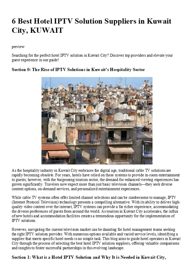 6 Best Hotel IPTV Solution Suppliers in Kuwait City, KUWAIT