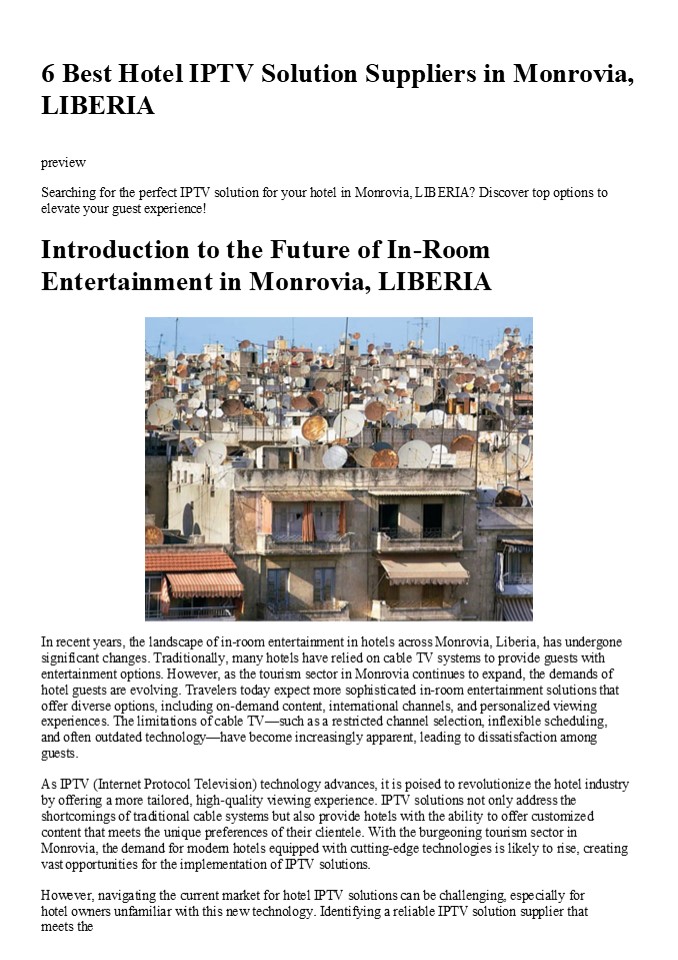 6 Best Hotel IPTV Solution Suppliers in Monrovia, LIBERIA