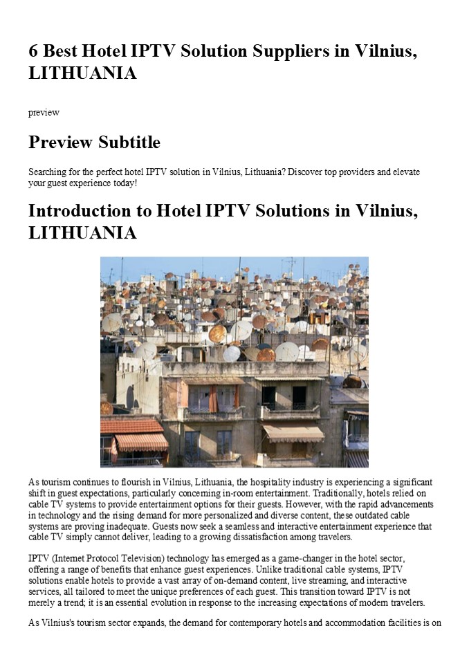 6 Best Hotel IPTV Solution Suppliers in Vilnius, LITHUANIA